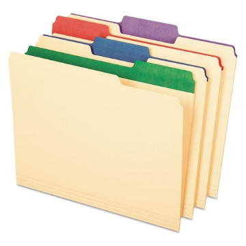 Picture of Color Tab File Folders, 1/3-Cut Tabs: Assorted, Letter Size, 0.75" Expansion, Manila, 50/Box
