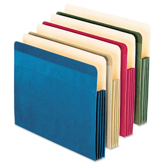 Picture of Recycled Colored File Pocket, 3.5" Expansion, Letter Size, Assorted Colors, 4/Pack