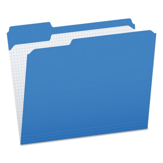 Picture of Double-Ply Reinforced Top Tab Colored File Folders, 1/3-Cut Tabs: Assorted, Letter Size, 0.75" Expansion, Blue, 100/Box