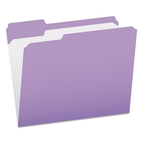 Picture of Double-Ply Reinforced Top Tab Colored File Folders, 1/3-Cut Tabs: Assorted, Letter Size, 0.75" Expansion, Lavender, 100/Box
