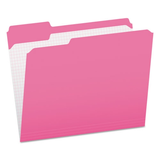 Picture of Double-Ply Reinforced Top Tab Colored File Folders, 1/3-Cut Tabs: Assorted, Letter Size, 0.75" Expansion, Pink, 100/Box