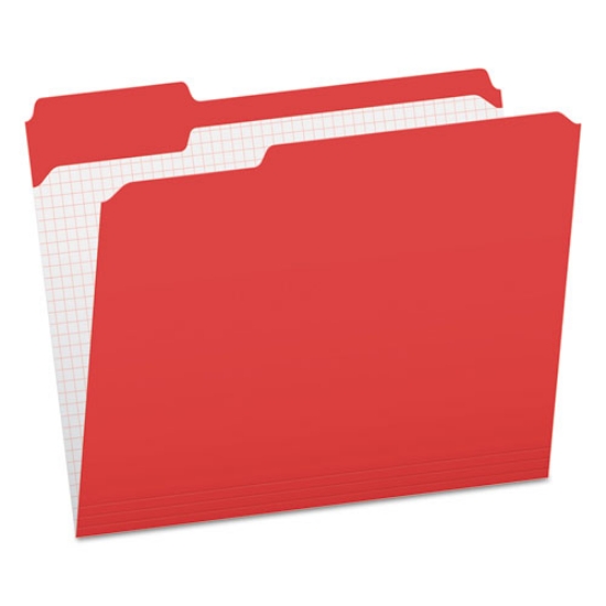 Picture of Double-Ply Reinforced Top Tab Colored File Folders, 1/3-Cut Tabs: Assorted, Letter Size, 0.75" Expansion, Red, 100/Box