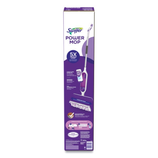 Picture of PowerMop Starter Kit, 15.4 x 5.3 White/Purple Cloth Head, 26" Silver Aluminum Handle