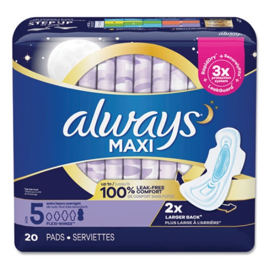 Picture of Maxi Pads, Extra Heavy Overnight, 20/pack, 6 Packs/carton