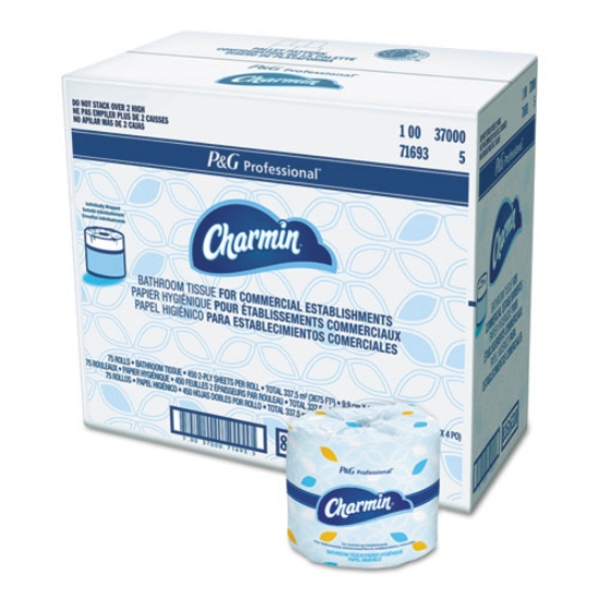 Picture of Commercial Bathroom Tissue, Septic Safe, Individually Wrapped, 2-Ply, White, 450 Sheets/roll, 75 Rolls/carton