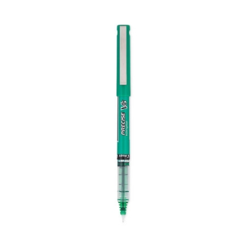 Picture of Precise V5 Roller Ball Pen, Stick, Extra-Fine 0.5 mm, Green Ink, Green/Clear Barrel, Dozen