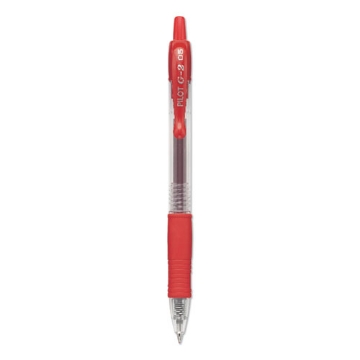 Picture of G2 Premium Gel Pen, Retractable, Extra-Fine 0.5 mm, Red Ink, Smoke/Red Barrel, Dozen