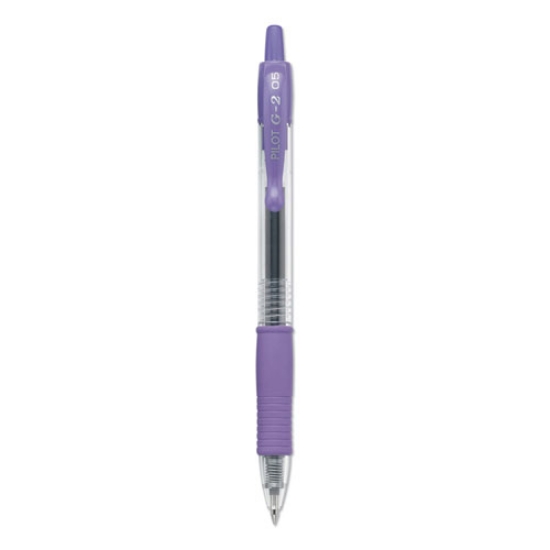 Picture of G2 Premium Gel Pen, Retractable, Extra-Fine 0.5 mm, Purple Ink, Smoke/Purple Barrel, Dozen