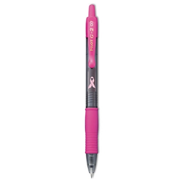 Picture of G2 Premium Breast Cancer Awareness Gel Pen, Retractable, Fine 0.7 mm, Black Ink, Smoke/Pink Barrel, Dozen