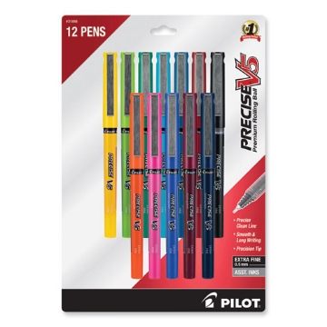 Picture of Precise V5 Roller Ball Pen, Stick, Fine 0.5 Mm, Assorted Ink And Barrel Colors, Dozen