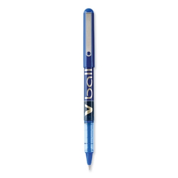 Picture of VBall Liquid Ink Roller Ball Pen, Stick, Fine 0.7 mm, Blue Ink, Blue/Clear Barrel, Dozen