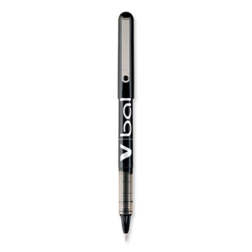 Picture of VBall Liquid Ink Roller Ball Pen, Stick, Extra-Fine 0.5 mm, Black Ink, Black/Clear Barrel, Dozen