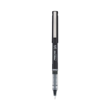 Picture of Precise V5 Roller Ball Pen, Stick, Extra-Fine 0.5 mm, Black Ink, Black/Clear Barrel, Dozen