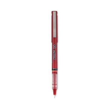 Picture of Precise V7 Roller Ball Pen, Stick, Fine 0.7 mm, Red Ink, Red/Clear Barrel, Dozen