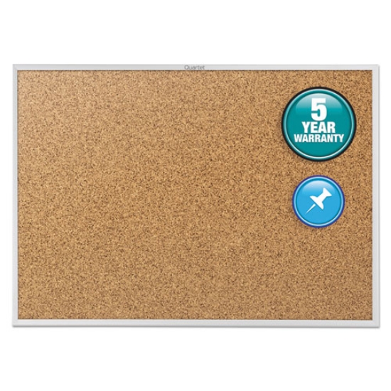 Picture of Classic Series Cork Bulletin Board, 60 x 36, Tan Surface, Silver Anodized Aluminum Frame