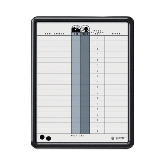 Picture of Employee In/Out Board, 11 x 14, Porcelain White/Gray Surface, Black Plastic Frame