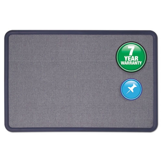 Picture of Contour Fabric Bulletin Board, 36 x 24, Light Blue Surface, Navy Blue Plastic Frame