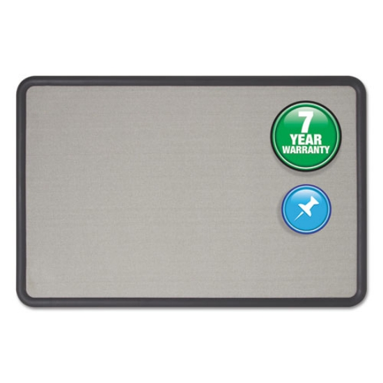 Picture of Contour Fabric Bulletin Board, 48 X 36, Gray Surface, Black Plastic Frame