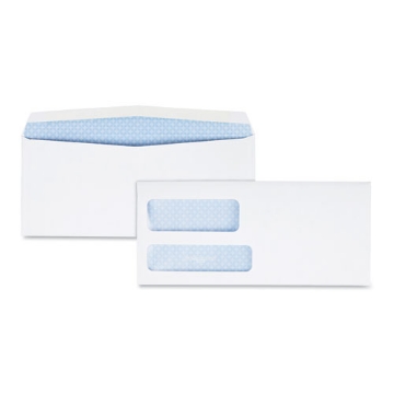 Picture of Double Window Security-Tinted Check Envelope, #9, Commercial Flap, Gummed Closure, 3.88 X 8.88, White, 500/box