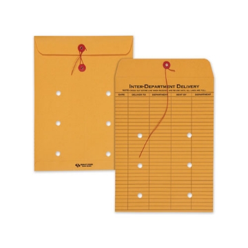 Picture of Brown Kraft String/Button Interoffice Envelope, #90, One-Sided Five-Column Format, 31-Entries, 9 x 12, Brown Kraft, 100/CT