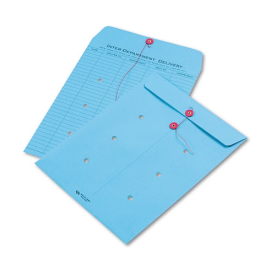 Picture of Colored Paper String And Button Interoffice Envelope, #97, One-Sided Five-Column Format, 10 X 13, Blue, 100/box
