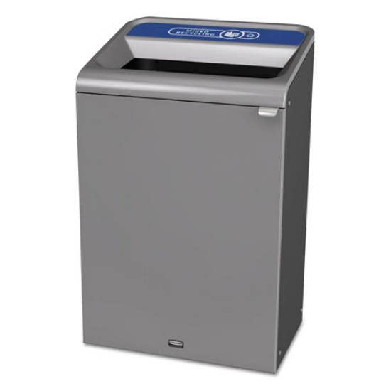 Picture of configure indoor recycling waste receptacle, mixed recycling, 33 gal, metal, gray
