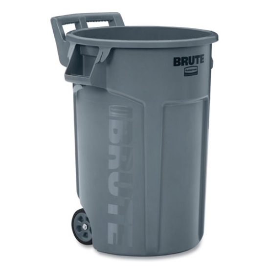 Picture of Vented Wheeled Brute Container, 44 Gal, Plastic, Gray