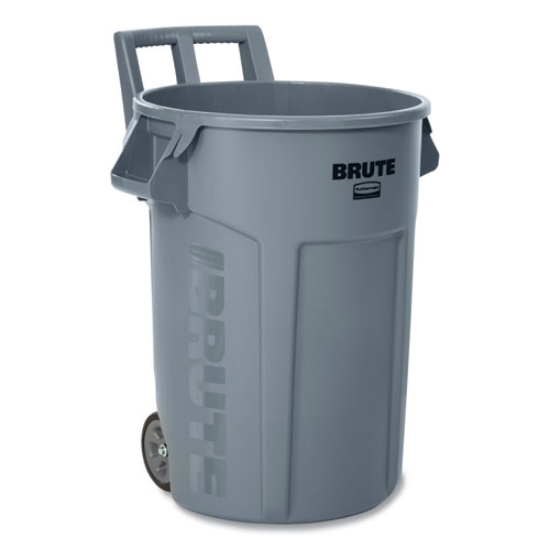 Picture of Vented Wheeled BRUTE Container, 32 gal, Plastic, Gray