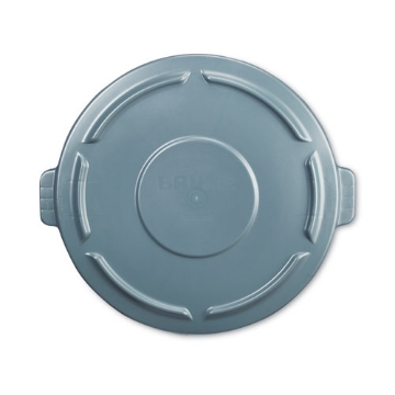 Picture of BRUTE Self-Draining Flat Top Lids for 10 gal Round BRUTE Container, 15.91" Diameter, Gray, 6/Carton