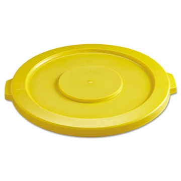 Picture of BRUTE Self-Draining Flat Top Lids for 32 gal Round BRUTE Containers, 22.25" Diameter, Yellow