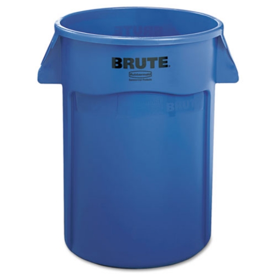 Picture of vented round brute container, 44 gal, plastic, blue
