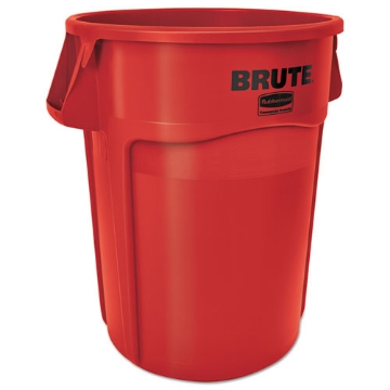 Picture of vented round brute container, 44 gal, plastic, red