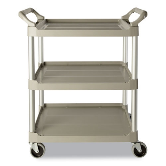 Picture of Three-Shelf Service Cart, Plastic, 3 Shelves, 200 lb Capacity, 18.63" x 33.63" x 37.75", Platinum