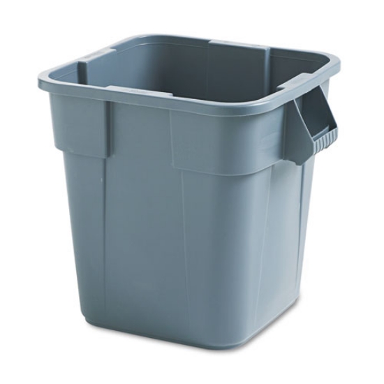 Picture of square brute container, 28 gal, polyethylene, gray