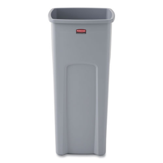 Picture of Untouchable Square Waste Receptacle, 23 gal, Plastic, Gray