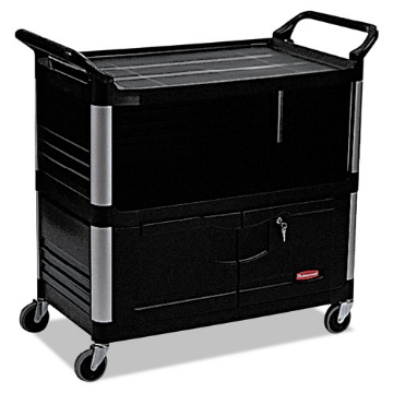 Picture of Xtra Equipment Cart, Plastic, 3 Shelves, 300 lb Capacity, 20.75" x 40.63" x 37.8", Black