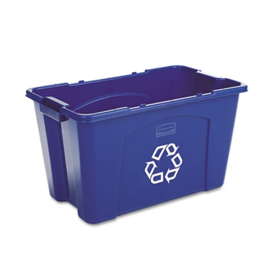 Picture of stacking recycle bin, 18 gal, polyethylene, blue