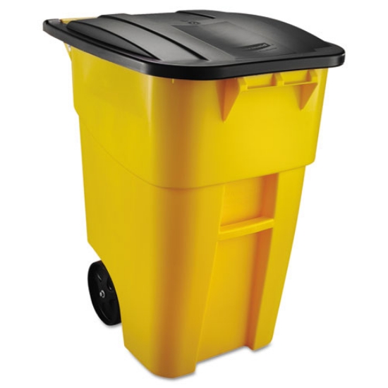 Picture of square brute rollout container, 50 gal, molded plastic, yellow