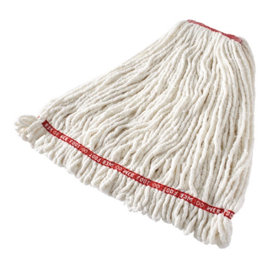 Picture of Web Foot Shrinkless Looped-End Wet Mop Head, Cotton/synthetic, Large, White, 1" White Headband