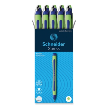 Picture of Xpress Fineliner Porous Point Pen, Stick, Medium 0.8 Mm, Blue Ink, Blue/green Barrel, 10/box