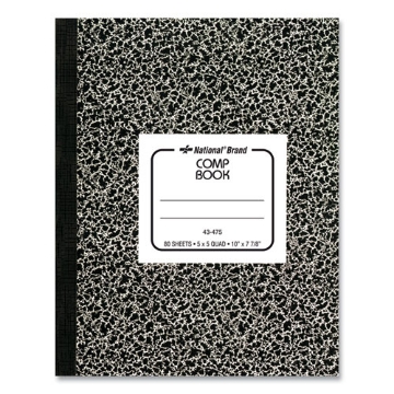 Picture of Composition Book, Quadrille Rule (5 sq/in), Black Marble Cover, (80) 10 x 7.88 Sheets