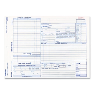 Picture of Speediset Four-Part Auto Repair Form, Four-Part Carbonless, 11 x 8.5, 50 Forms Total