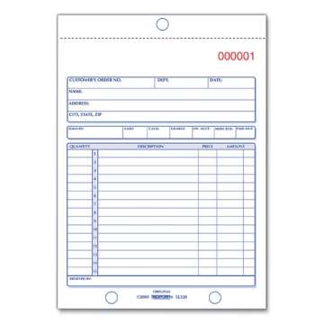 Picture of Sales Book, 15 Lines, Three-Part Carbonless, 5.5 x 7.88, 50 Forms Total