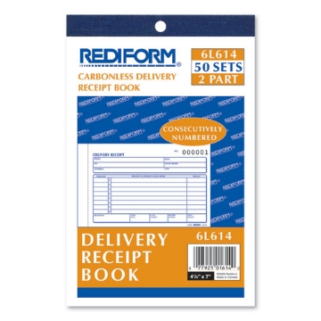 Picture of Delivery Receipt Book, Three-Part Carbonless, 6.38 x 4.25, 50 Forms Total