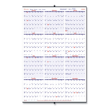 Picture of Yearly Wall Calendar, 24 x 36, White/Blue Sheets, 12-Month (Jan to Dec): 2024