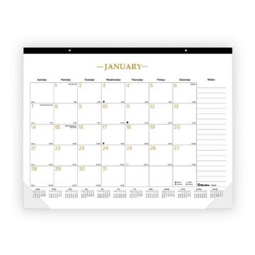 Picture of Gold Collection Monthly Desk Pad Calendar, 22 x 17, White Sheets, Black Headband, Clear Corners, 12-Month (Jan to Dec): 2024