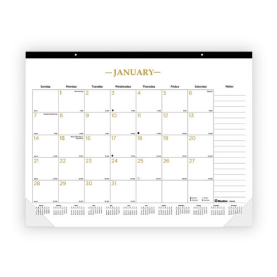 Picture of Gold Collection Monthly Desk Pad Calendar, 22 x 17, White Sheets, Black Headband, Clear Corners, 12-Month (Jan to Dec): 2024