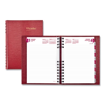 Picture of CoilPro Ruled Daily Planner, 8.25 x 5.75, Red Cover, 12-Month (Jan to Dec): 2024