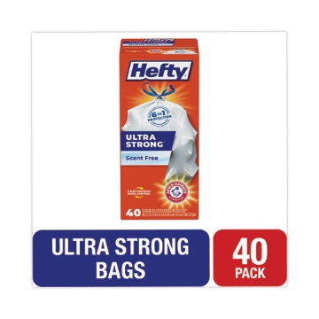Picture of Ultra Strong Tall Kitchen And Trash Bags, 13 Gal, 0.9 Mil, 23.75" X 24.88", White, 40/box