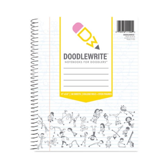 Picture of DoodleWrite Notebooks, 1-Subject, Medium/College Rule, White Cover, (60) Sheets, 24/Carton, Ships in 4-6 Business Days